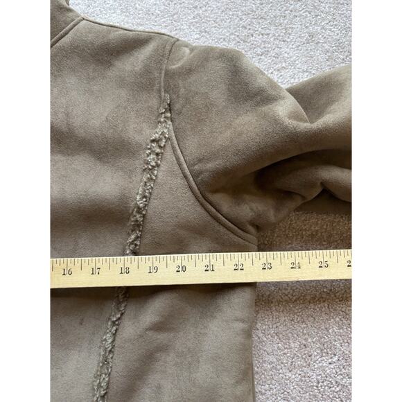 LL Bean Fleece Sherpa Lined Faux Suede Button Jacket Womens L Brown - Picture 4 of 8